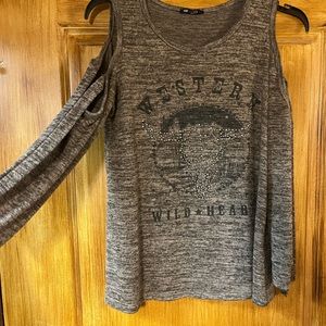 Gray Cold Shoulder Top